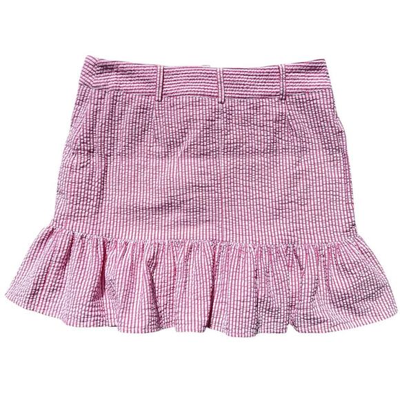 Sam TY Seersucker Ruffle Hem Pink White Stripped Skirt - Size 8 - Picture 3 of 9